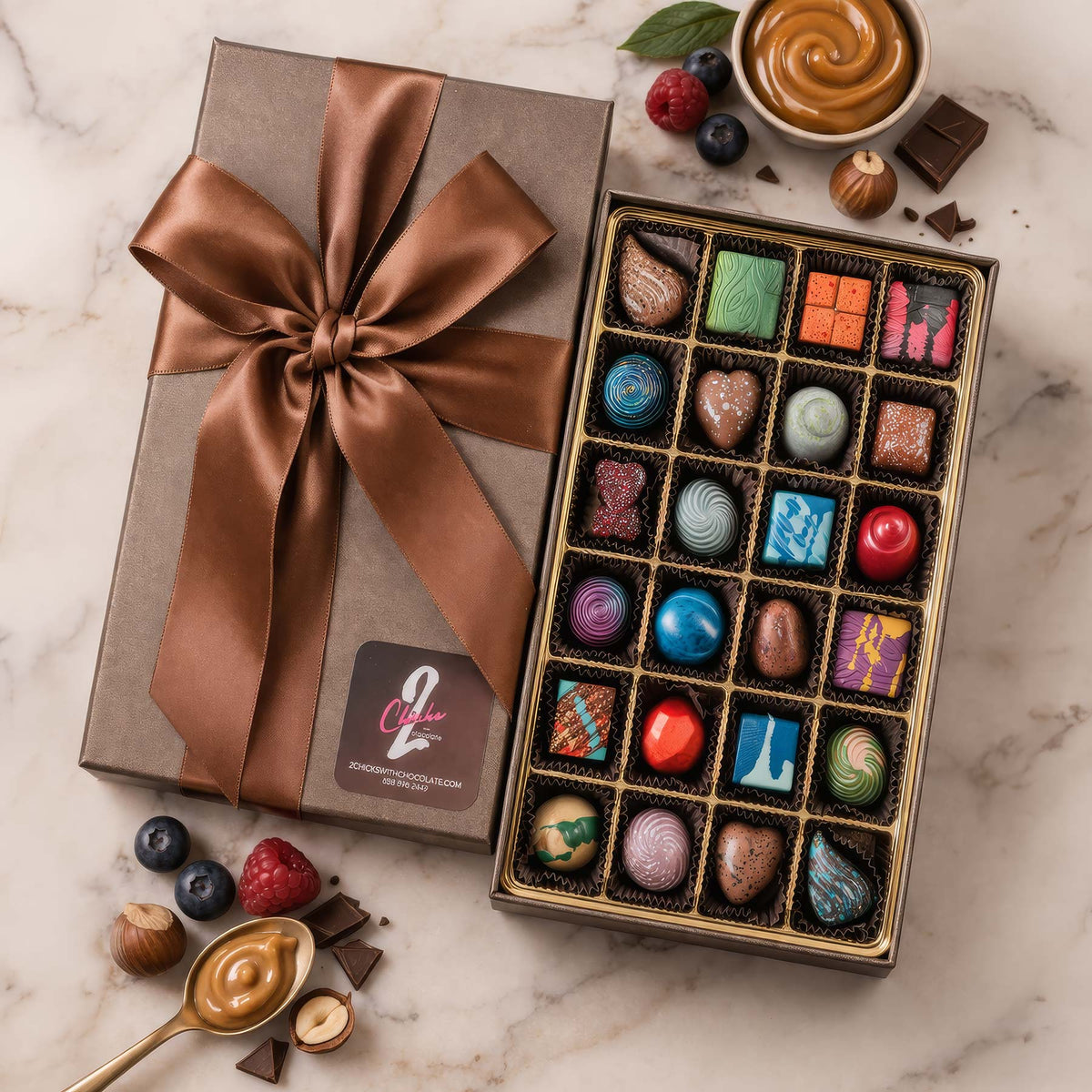 Create your own 24 Piece Custom Bonbon Collection - 2 Chicks with Chocolate