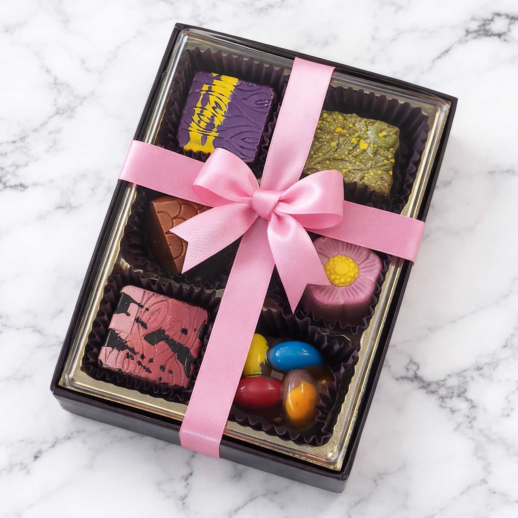 Artisan 6-Piece Chocolate Favor Box - 2 Chicks with Chocolate