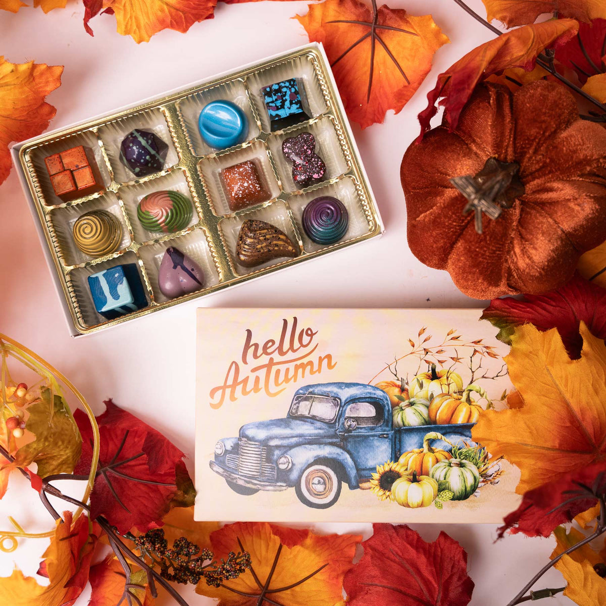Autumn Truck 12 Piece Gift Set - 2 Chicks with Chocolate
