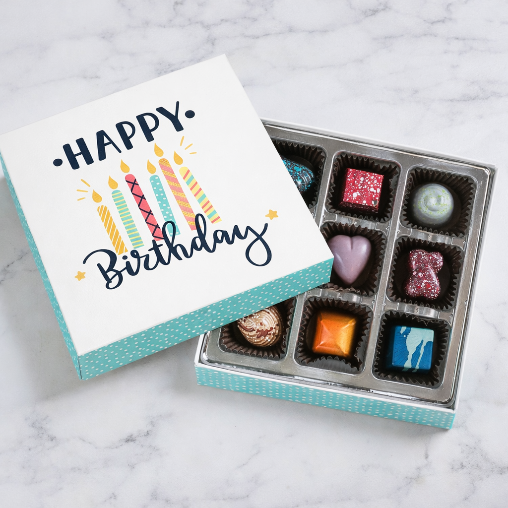 Birthday Chocolate Gift Box 9pc - 2 Chicks with Chocolate