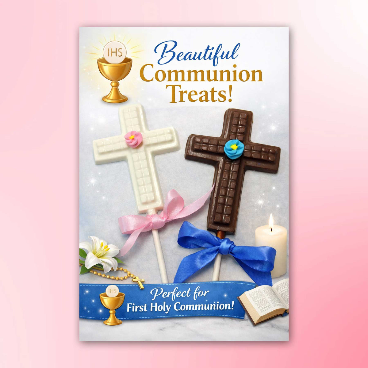 Handcrafted Chocolate Cross Lollipops – Perfect Party Favors - 2 Chicks with Chocolate