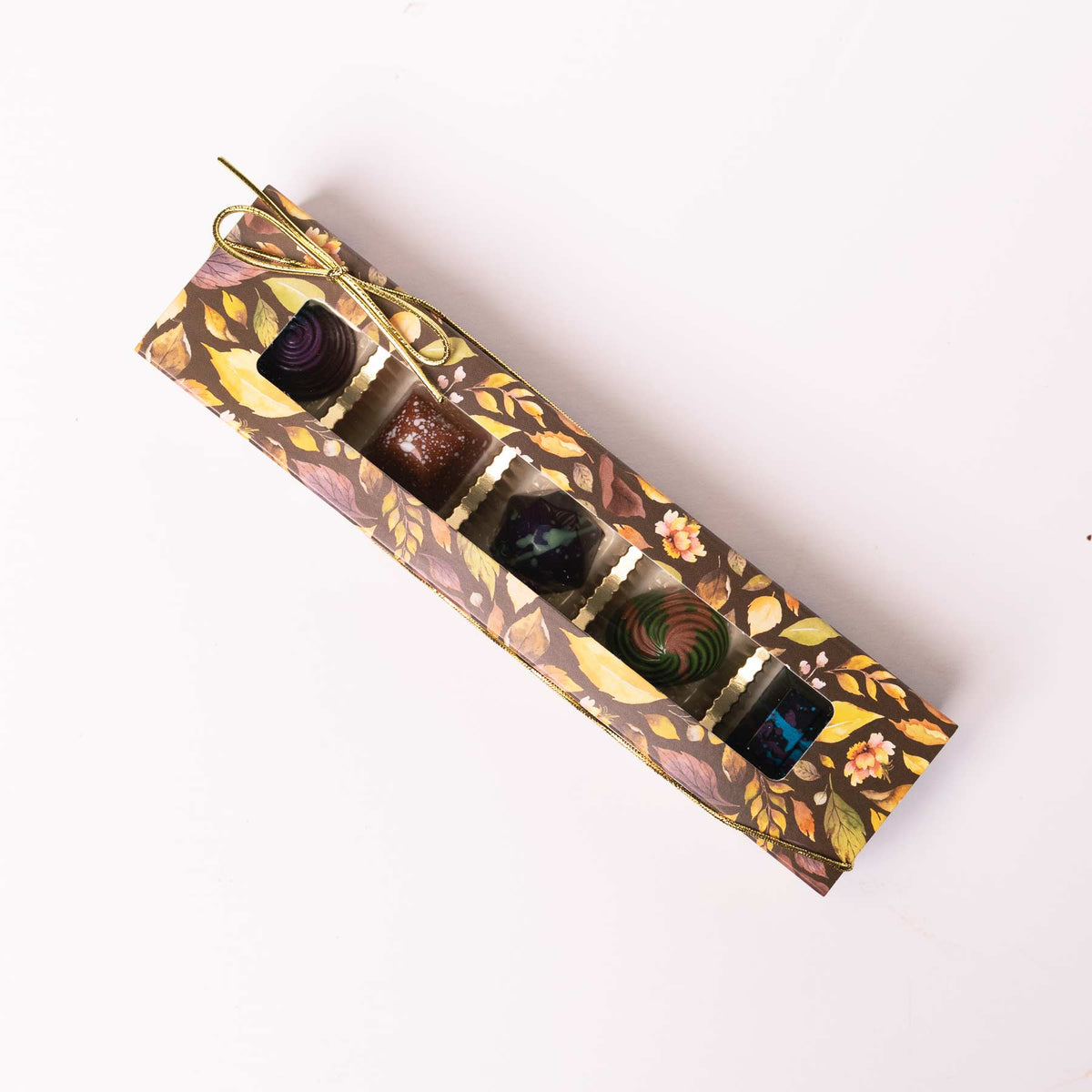 5-Piece Fall Slider Chocolate Box – Seasonal Gourmet Gift - 2 Chicks with Chocolate