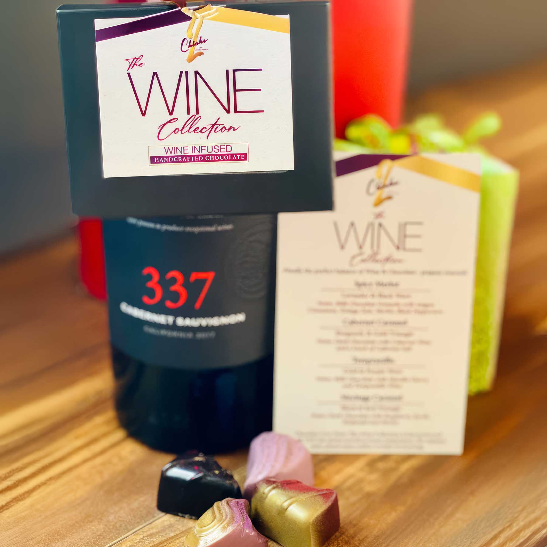 Mini Wine-Infused Chocolate Collection – 4-Piece Hanger Box Gift - 2 Chicks with Chocolate