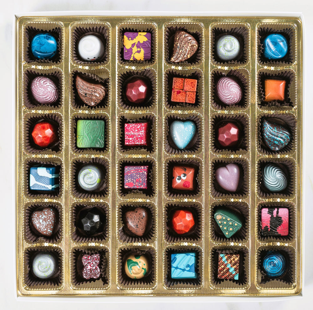 Happy Holiday Box of Artisan Bonbons 36pc