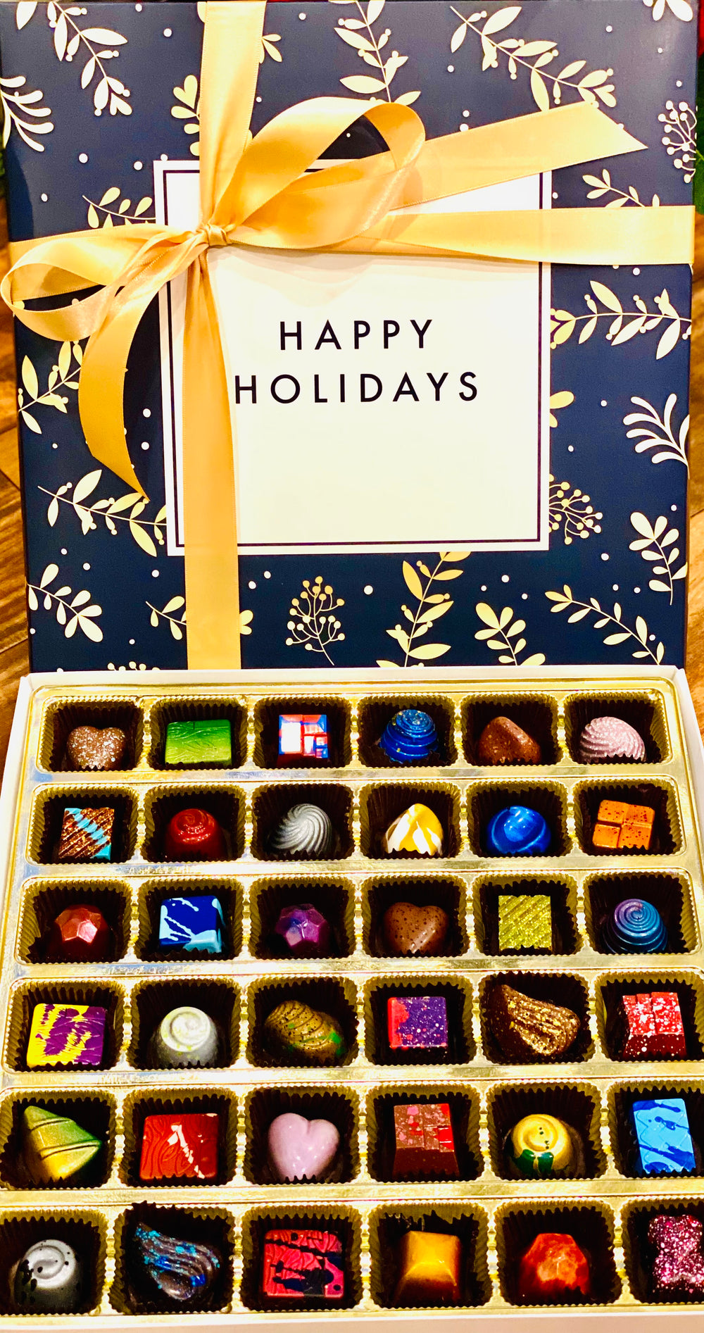 Happy Holiday Box of Artisan Bonbons 36pc